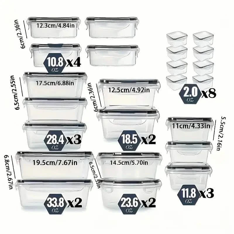 48-Piece Food Storage Container Set – Stackable, Microwave Safe, BPA Free